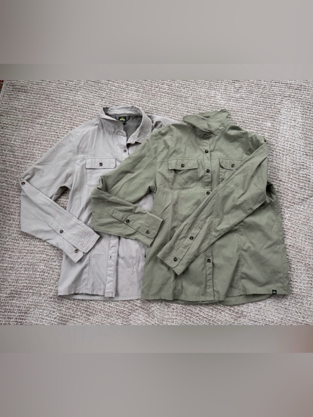 EMS Men's Long-Sleeve Button-Down Shirt - Olive Green & Light Gray